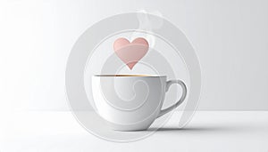 Love in a Cup: Steaming Coffee with a Pink Heart