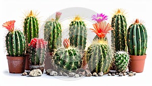 Collection of cactus, isolated on white