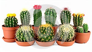 Collection of cactus, isolated on white