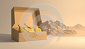 3D Illustration return box packaging, good for illustration or background