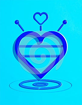 Blue line Heart icon isolated on blue background. Happy Saint Patrick day. Vector