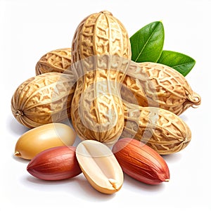 Generated image Tasty and nutritious peanuts isolated on white background