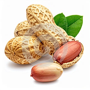 Generated image Tasty and nutritious peanuts isolated on white background