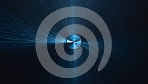 Futuristic Digital Data Stream Visualization with Light Trails and Circuit Symbol