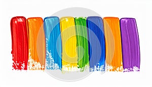 Rainbow paint strokes on a white background