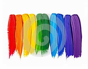 Rainbow paint strokes on a white background