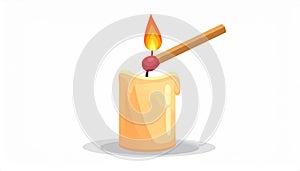 Candle and match on fire vector icon