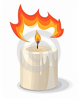 Candle and match on fire vector icon