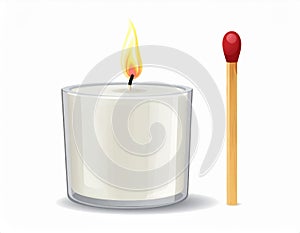 Candle and match on fire vector icon