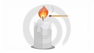 Candle and match on fire vector icon