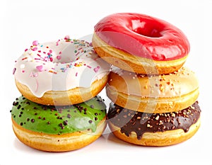 Four fresh donuts on each other