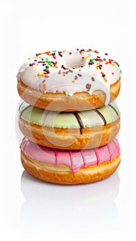 Four fresh donuts on each other