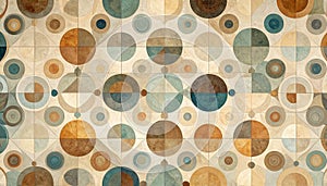 Abstract seamless pattern in geometric style. Texture made of circles dots and rectan