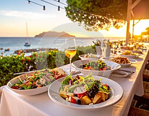 Various Mediterranean dishes and salads at Palma De Mallorca's restaurants