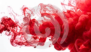 Red Smoke abstract white background.