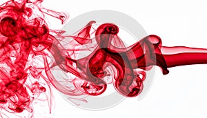 Red Smoke abstract white background.