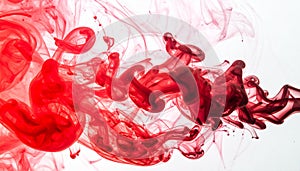 Red Smoke abstract white background.