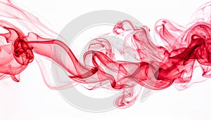 Red Smoke abstract white background.