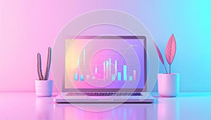 Modern Workspace with Data Visualization