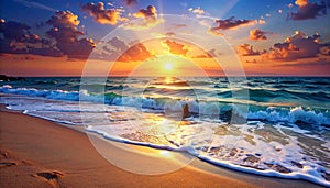 Beautiful sea and sky at sunset - digital artwork