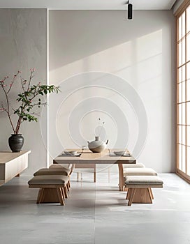 Minimal Gray Paper Surface for Sophisticated Japanese Dining