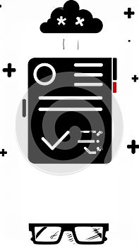 Electronic text document symbol glyph vector illustration. Online doc, notepad