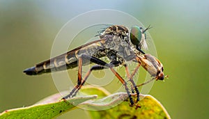Beautiful Robber Fly - Close-Up of the beautiful Robber Fly (selective Focus)