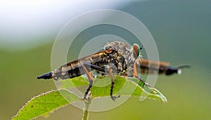 Beautiful Robber Fly - Close-Up of the beautiful Robber Fly (selective Focus)