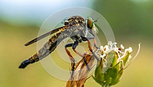 Beautiful Robber Fly - Close-Up of the beautiful Robber Fly (selective Focus)