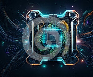 glowing super computer core