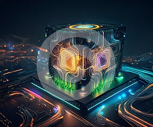 glowing super computer core