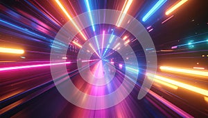 Futuristic Neon Light Speed Tunnel