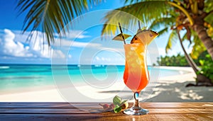 Tropical Cocktail on a Beach