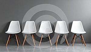 Five White Chairs in a Row