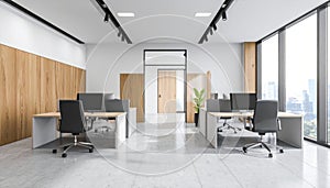 Modern Open-Plan Office With Wood Accents