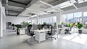 Modern Open-Plan Office with City View