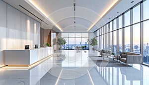 Modern Luxury Office Lobby with City View