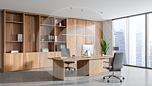 Modern Executive Office with Floor-to-Ceiling Windows