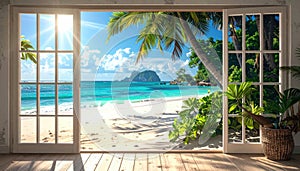 Tropical Paradise Through Open Doors