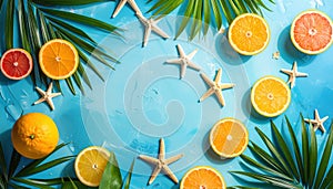 Tropical Citrus Summer Flat Lay