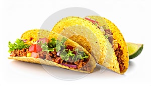 Delicious Tacos on White Background
