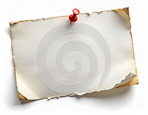 Aged Paper Note with Red Push Pin