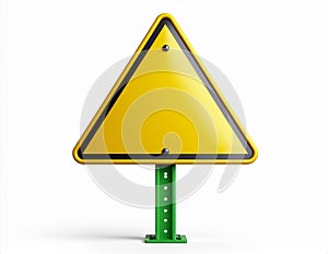Blank Yellow Warning Sign on White