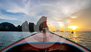 Longtail Boat at Sunset, Thailand