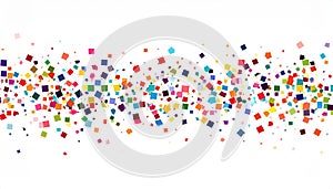 Geometric confetti vector background. Scatter of square elements. Random colored squa