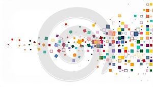 Geometric confetti vector background. Scatter of square elements. Random colored squa