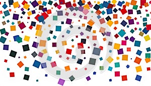 Geometric confetti vector background. Scatter of square elements. Random colored squa