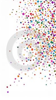 Geometric confetti vector background. Scatter of square elements. Random colored squa