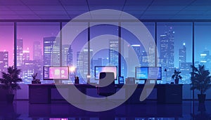 Night Office with City View