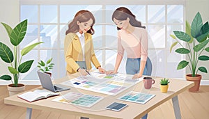 Creative Design Collaboration in a Modern Office